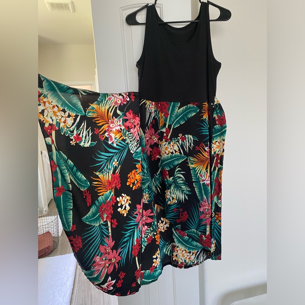 SHEIN tropical wrap dress. Size L - New without tags.